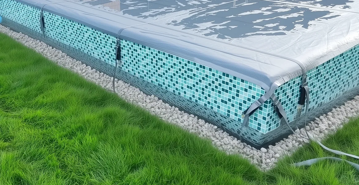 Покрывало для бассейна под снегом — защита зимой в Туапсе